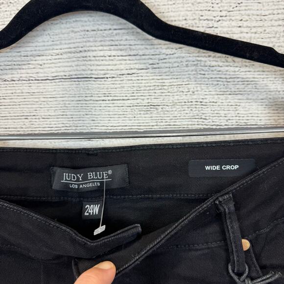 Judy Blue Plus Size Black Wide Leg Tummy Control Crop Jeans Size 24W - Picture 3 of 8